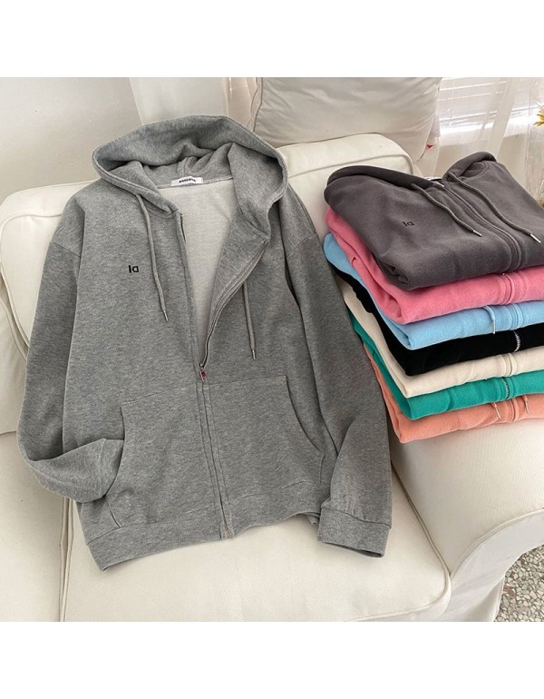 6535 cotton Minnie fleece loose loose cardigan hooded sweater female students autumn and winter thin jacket one piece of hair
